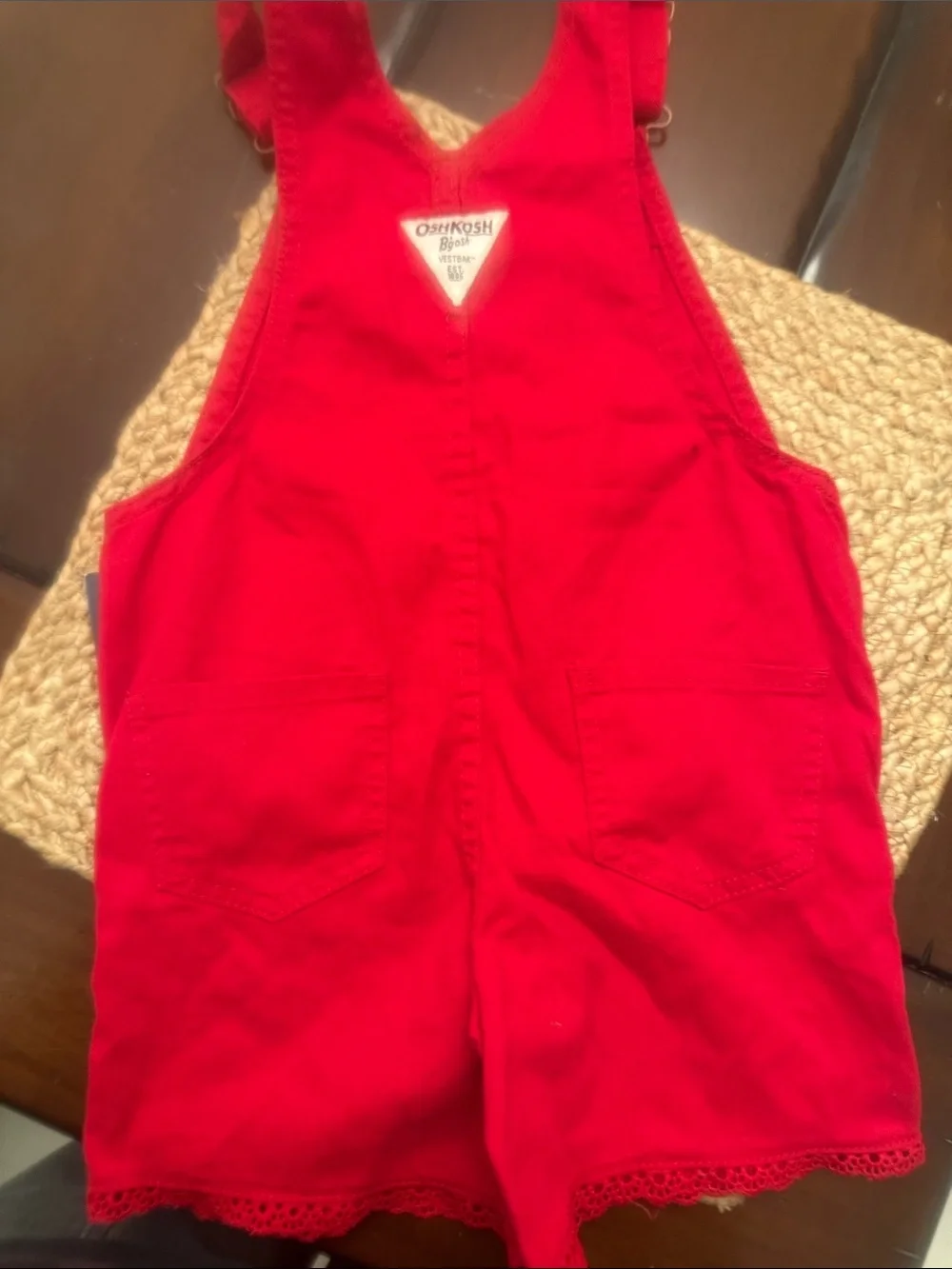 OshKosh B'gosh Bright Red Girls' Short Overalls